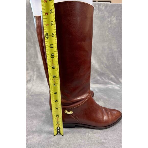 1980/90s Vintage Etienne Aigner Brown Leather Tall Riding Boots Flat Women’s 8 - Picture 1 of 16